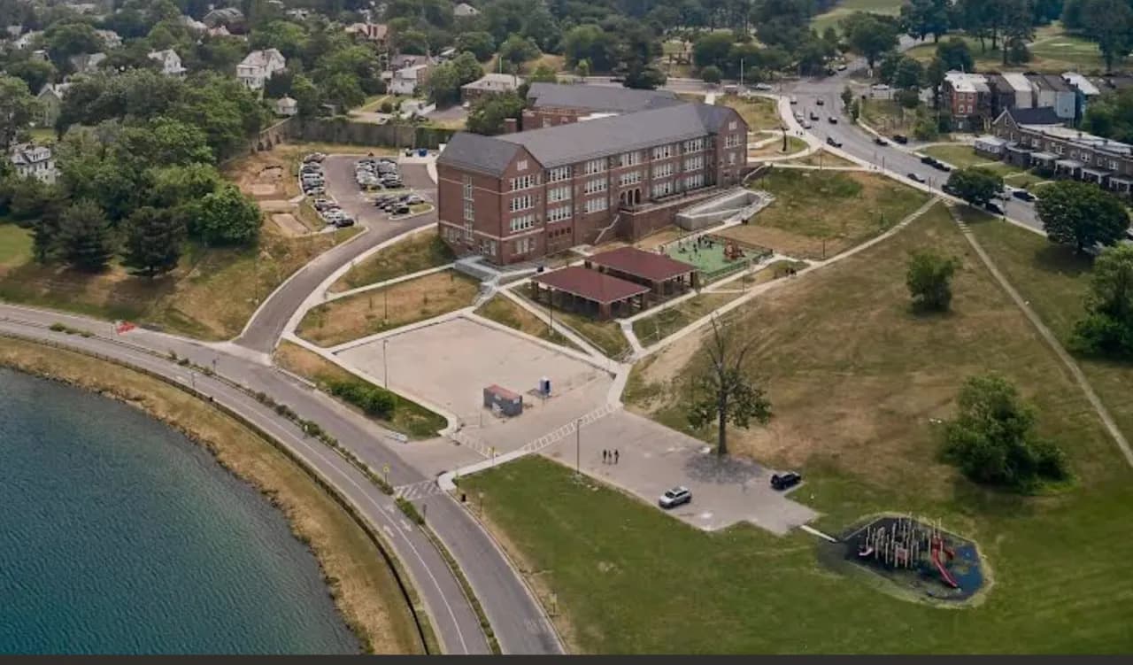 Montebello Elementary/Middle School stormwater management site in Baltimore, Maryland